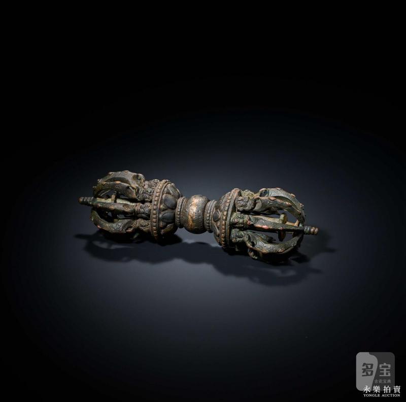 10-11世纪 （印度帕拉）铜九股金刚杵 - 图3